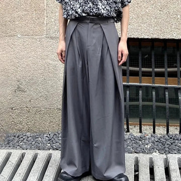 AIDASE  -  Mens Suit Pants Adjustable Waist 3d Pleated Casual Pants Streetwear Fashion Niche Retro Wide-Leg Pants Men'S Clothing 2025 New aidase-shop